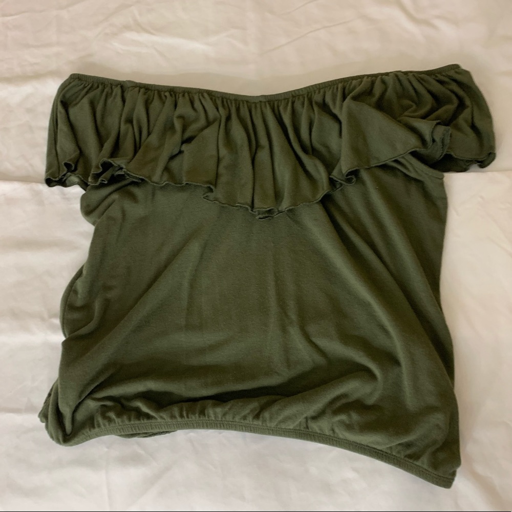 Express Off-The-Shoulder Olive Green Top